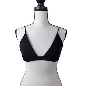 All Things Golden Triangle Bikini Top Black Shimmer Adjustable Large Swim, Beach